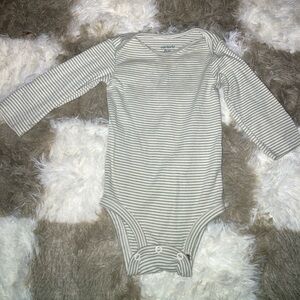 Carter's Gray Bodysuit Soft Striped One Piece